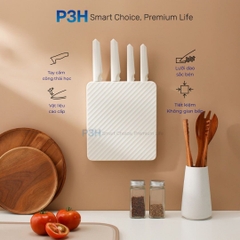 Bộ Dao Nhà Bếp 5 Món LocknLock Wall Mounted Knife Set CKK307S5 – Có Hộp Đựng Dán Tường, Màu Trắng P3H