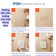 Bộ Dao Nhà Bếp 5 Món LocknLock Wall Mounted Knife Set CKK307S5 – Có Hộp Đựng Dán Tường, Màu Trắng P3H