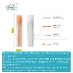 Bộ muỗng đũa nĩa LocknLock 21cm Lego Cutlery Set chat lieu n toàn dễ dàng xếp gọn TLL108