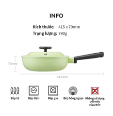 Chảo chống dính 22cm Lock&Lock Decore 1 tay cầm kèm nắp sử dụng được trên bếp từ LDE1227IH