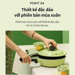 Chảo chống dính 22cm Lock&Lock Decore 1 tay cầm kèm nắp sử dụng được trên bếp từ LDE1227IH