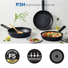 Chảo Chống Dính Lock&Lock Balance Cook Lòng Lõm Khóa Dầu Power F5 5 lớp bền bỉ dùng Được Bếp Từ P3H