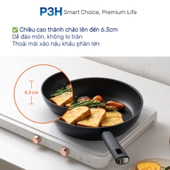 Chảo Chống Dính Lock&Lock Balance Cook Lòng Lõm Khóa Dầu Power F5 5 lớp bền bỉ dùng Được Bếp Từ P3H