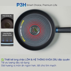 Chảo Chống Dính Lock&Lock Balance Cook Lòng Lõm Khóa Dầu Power F5 5 lớp bền bỉ dùng Được Bếp Từ P3H