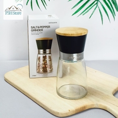 Cối xay tiêu thủy tinh Lock&Lock 170ml lưỡi sứ nắp gỗ sồi tiện dụng CKO116