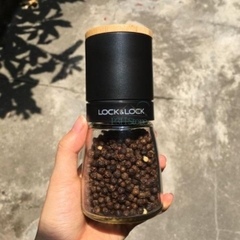 Cối xay tiêu thủy tinh Lock&Lock 140ml lưỡi sứ nắp gỗ sồi tiện dụng CKO115