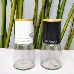 Cối xay tiêu thủy tinh Lock&Lock 140ml lưỡi sứ nắp gỗ sồi tiện dụng CKO115