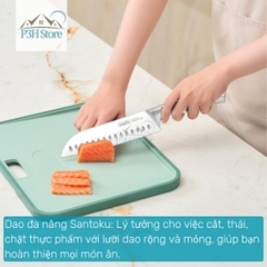 Dao thái Dao Santoku Dao gọt cán liền nguyên khối Inochi Sakai SLEEK chất liệu thép cứng cáp sắc bén P3H