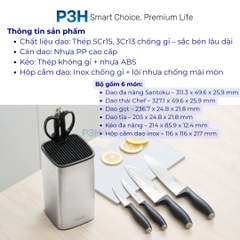 Bộ dao kéo nhà bếp Inochi Sakai Plain chất liệu cao cấp thiết kế tinh tế sắc bén bền bỉ P3H