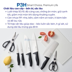 Dao thái Dao Santoku Dao gọt tỉa Kéo đa năng Inochi Sakai PLAIN chất liệu cao cấp sắc bén P3H