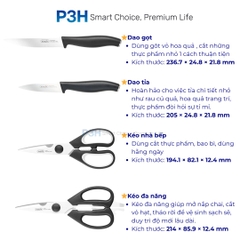 Dao thái Dao Santoku Dao gọt tỉa Kéo đa năng Inochi Sakai PLAIN chất liệu cao cấp sắc bén P3H