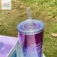 Ly nhựa 2 lớp có ống hút Lock&Lock Your Own Rainbow dung tích 750ml HAP507VOH - Màu tím