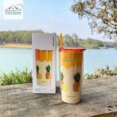 Ly nhựa 2 lớp LocknLock Cold Cup 600ml kèm ống nắp trượt đóng mở HAP523IVY 524RED HAP525IVY