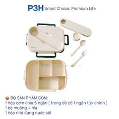 Hộp cơm LocknLock chia 5 ngăn kèm muỗng nĩa hộp sốt LCB952 dung được lò vi song tiện lợi an toàn dễ vệ sinh P3H