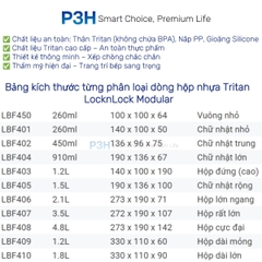 Hộp nhựa tritan Lock&Lock Bisfree Modular PLUS an toàn bảo quản thực phẩm kín hơi dễ dàng xếp chồng P3H