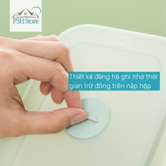 Bộ 7 hộp trữ đông thực phẩm Inoch Hokkaido chống dính kháng khuẩn có đồng hồ ghi nhớ thời gian H0873 P3H