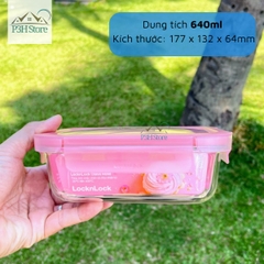Hộp thủy tinh chịu nhiệt LocknLock Rose với nắp màu đỏ hoa anh đào LLG401 LLG402 LLG403 LLG404