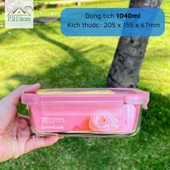 Hộp thủy tinh chịu nhiệt LocknLock Rose với nắp màu đỏ hoa anh đào LLG401 LLG402 LLG403 LLG404