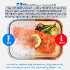 Hộp thủy tinh chịu nhiệt LocknLock nắp cường lực Cube khóa 4 chấu dung tích từ 300ml đến 1L P3H