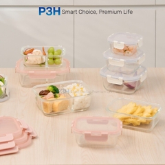 Hộp thủy tinh chịu nhiệt INOCHI Nikko Pure nắp trong suốt khóa gài 4 chấu nhiều dung tích P3H