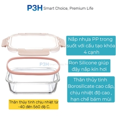 Hộp thủy tinh chịu nhiệt INOCHI Nikko Pure nắp trong suốt khóa gài 4 chấu nhiều dung tích P3H