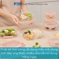 Hộp thủy tinh chịu nhiệt INOCHI Nikko Pure nắp trong suốt khóa gài 4 chấu nhiều dung tích P3H