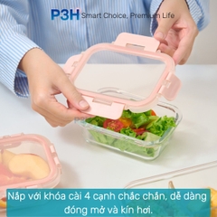 Hộp thủy tinh chịu nhiệt INOCHI Nikko Pure nắp trong suốt khóa gài 4 chấu nhiều dung tích P3H