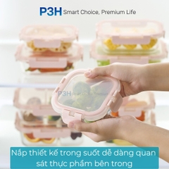 Hộp thủy tinh chịu nhiệt INOCHI Nikko Pure nắp trong suốt khóa gài 4 chấu nhiều dung tích P3H