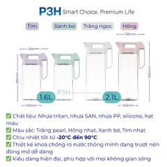 Bình Nước Nhựa Inochi Biwa Plus 1.6L / 2.1L An Toàn Thực Phẩm, Chịu Nhiệt Cao P3H