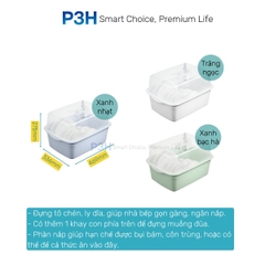 Kệ chén bát Inochi Tokyo có nắp đậy nhựa nguyên sinh kháng khuẩn và hạn chế rêu mốc P3H