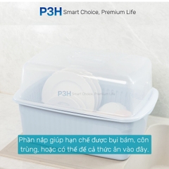 Kệ chén bát Inochi Tokyo có nắp đậy nhựa nguyên sinh kháng khuẩn và hạn chế rêu mốc P3H