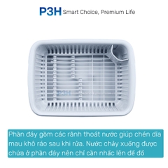 Kệ chén bát Inochi Tokyo có nắp đậy nhựa nguyên sinh kháng khuẩn và hạn chế rêu mốc P3H