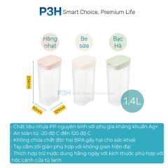 Bình nước Inochi Kita Bold 1.4L nhỏ gọn dùng trữ nước hộc cánh cửa tủ lạnh P3H