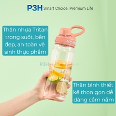 Bình nước thể thao nhựa Tritan Inochi Kita Whim 680ml/860ml nắp vặn kín nước, có quai xách tiện lợi P3H