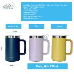 Ly giữ nhiệt Lock&Lock Flat Table Mug 730ml LHC4320 cố giữ nhiệt dung tích lớn thời trang