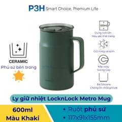 Ca Giữ Nhiệt LocknLock 600ml Phủ sứ Metro Ceramic Mug LHC4282 P3H