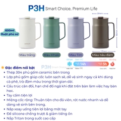 Ca Giữ Nhiệt LocknLock 600ml Phủ sứ Metro Ceramic Mug LHC4282 P3H