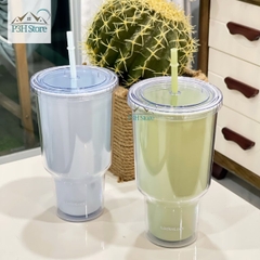 Ly nhựa 2 lớp dung tích lớn 1L Lock&Lock double wall cold cup HAP527