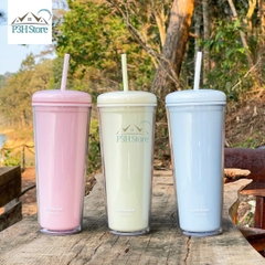 Ly nhựa 2 lớp LocknLock Macaron kèm ống hút HAP533 P3H Store