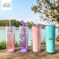 Ly nhựa 2 lớp LocknLock 720ml dạng thân cao dễ dàng cầm nắm bằng 1 tay Cold Cup HAP528