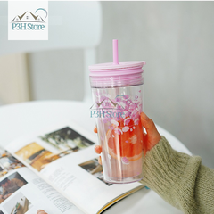 Ly nhựa 2 lớp Lock&Lock Bucket Cold Cup dung tích 580ml HAP520