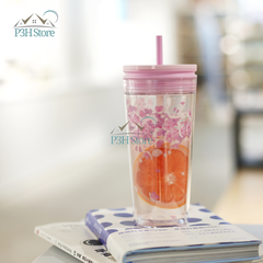 Ly nhựa 2 lớp Lock&Lock Bucket Cold Cup dung tích 580ml HAP520