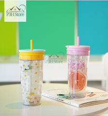 Ly nhựa 2 lớp Lock&Lock Bucket Cold Cup dung tích 580ml HAP520