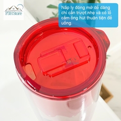 Ly nhựa 2 lớp LocknLock Cold Cup 600ml kèm ống nắp trượt đóng mở HAP523IVY 524RED HAP525IVY
