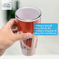 Ly nhựa 2 lớp LocknLock Cold Cup 600ml kèm ống nắp trượt đóng mở HAP523IVY 524RED HAP525IVY