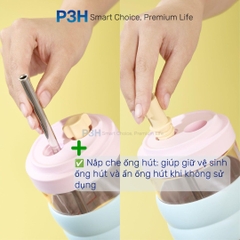 Ly nhựa Tritan Inochi Kita Charm dung tích 900ml quai xách cứng cáp đi kèm ống hút P3H