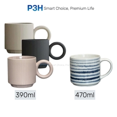 Ly sứ LocknLock Ceramic Mug dung tích 390ml 470ml, Ly Uống Cafe Trà Cao Cấp, Men Nhám Sang Trọng TLL564 TLL554
