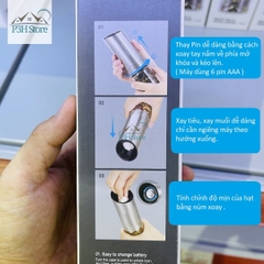Máy xay tiêu và muối LocknLock bình chứa thủy tinh tay cầm Inox dùng pin CKO117 P3H Store