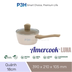 Nồi chảo chống dính phủ sứ Amercook LUNA dung được bếp từ lớp phủ sứ chống dính vượt trội P3H