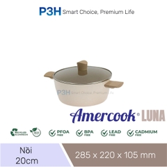 Nồi chảo chống dính phủ sứ Amercook LUNA dung được bếp từ lớp phủ sứ chống dính vượt trội P3H